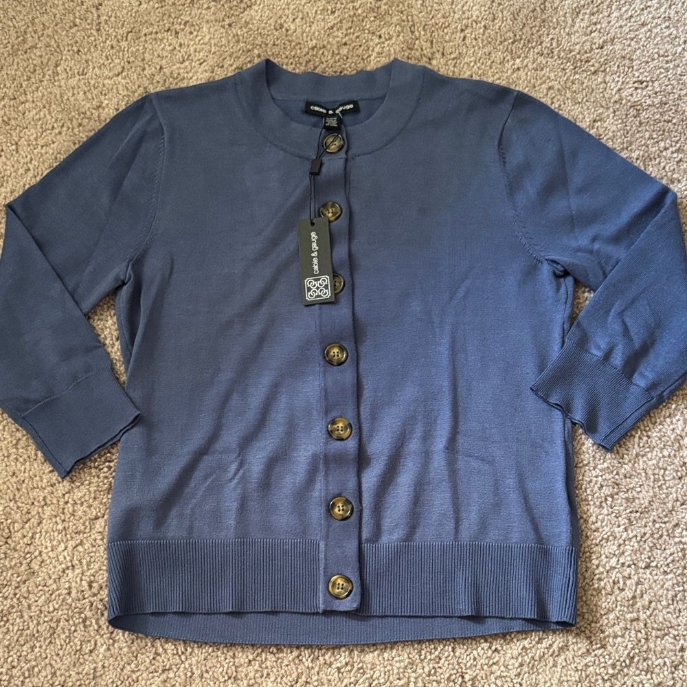 Classic Blue Cardigan Sweater